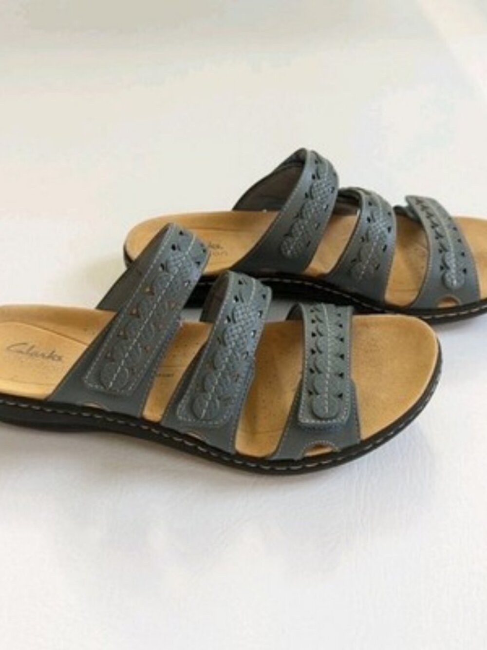 Clarks Laurieann Cove Slip-On Sandals Size 7 Blue Comfort Walking Sandal